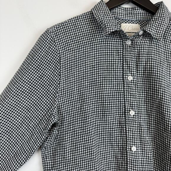 J.Crew Womens Baird McNutt Irish Linen Slim Fit Gingham Button Shirt Black - 8 - Picture 2 of 11